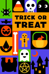 Trick or Treat Geometric Halloween Poster