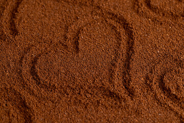 a large amount of ground coffee powder close-up
