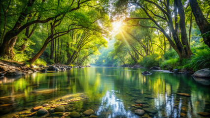 Obraz premium pond in the forest. water, river, lake, nature, landscape, tree, forest, autumn, trees, green, reflection, park, stream, summer, sky, pond, fall, spring, calm, wood, beautiful, grass, blue, ecology, b