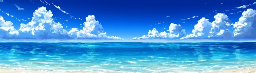 Serene coastal paradise, azure sky meets crystalclear turquoise waters on a pristine white sand beach