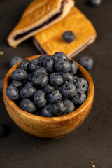 ripe blueberry buns with blueberry jam