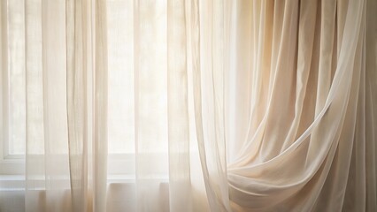 Fototapeta premium Minimalist curtains with soft textures and light reflections bring a touch of elegance, inspiring sophisticated interior designs that elevate tranquil, stylish environments.