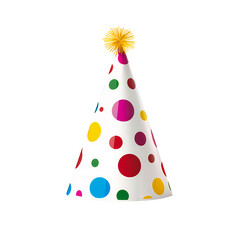 Colorful Polka Dot Birthday Hat Isolated on Transparent Background