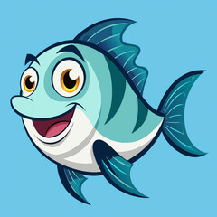 Obraz premium illustration of a fish. fish, animal, cartoon, sea, dolphin, water, ocean, vector, shark, whale, illustration, nature, wave, underwater, marine, mammal, art, blue, aquatic, cute, wildlife, swimming, l