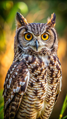 Fototapeta premium great horned owl. owl, bird, animal, wildlife, nature, beak, predator, wild, brown, eyes, little owl, feathers, feather, eye, hunter, prey, raptor, eagle, bird of prey, portrait, wise, nocturnal, horn