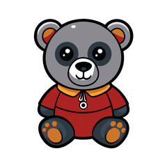 Fototapeta premium teddy bear with a bow. bear, teddy, animal, toy, cartoon, vector, baby, illustration, panda, love, teddy bear, art, fun, brown, childhood, drawing, character, child, gift, heart, cute, sitting, design