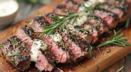 grilled steak with rosemary