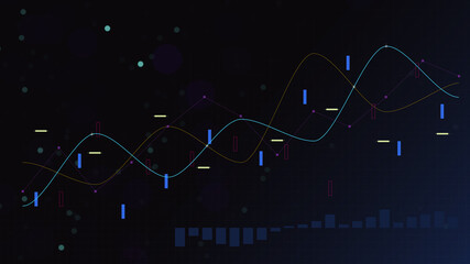 Financial trading. Graph on dark background, illustration