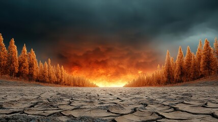 An impactful image illustrating global boiling and its environmental consequences