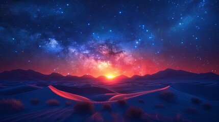 Golden Sunset Over Al Khatim Desert Majestic Sand Dune Panorama in Abu Dhabi, UAE