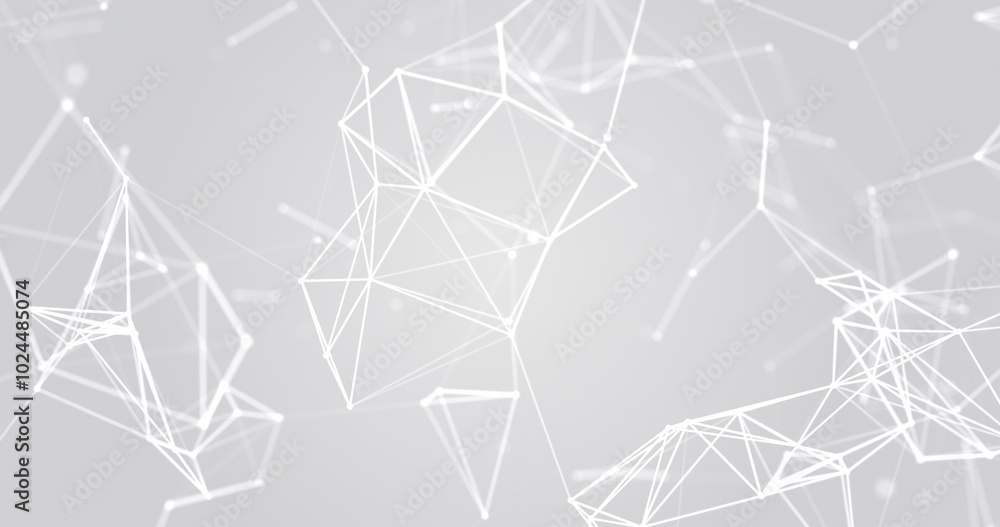 Poster plexus of dots and lines on a clean gray-white futuristic background. technological visualization of