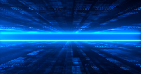 Abstract scene of futuristic cyber world, ski-fi grid, technology gloving surfacing, neon night scene, digital scene back ground. virtual reality concept.