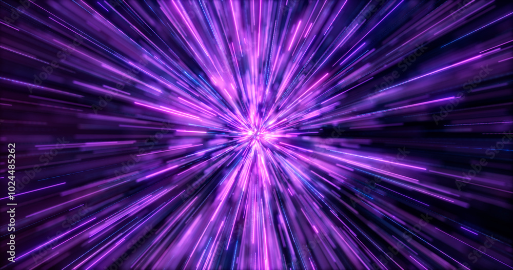 Poster flying in space, then entering hyperspace. hyperspace jump through the stars into space. speed of li