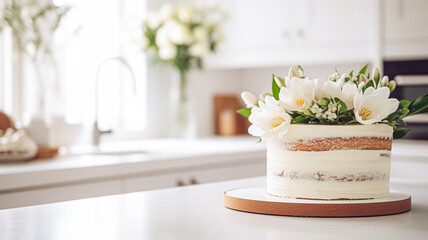 Homemade birthday cake in the English countryside house, cottage kitchen food and holiday baking recipe inspiration