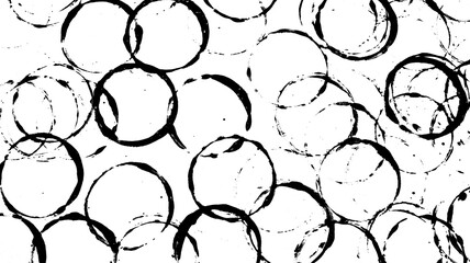 Black and White Painted Circle Circular Print Making Pattern Grunge Texture