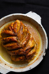 Baked meat dishes, chicken breast in a baking dish