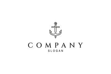 Fototapeta premium ship anchor logo in minimalist linear design style