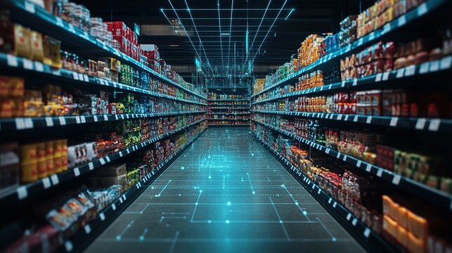Grocery Store with Futuristic Technology