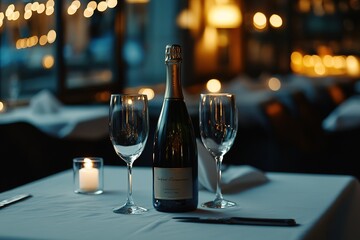 Obraz premium Classic Champagne Bottle Displayed on Table Perfect for Special Events