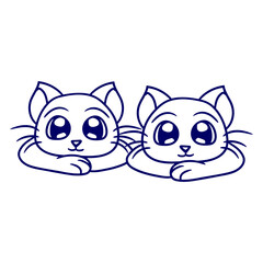 Cat Design Two Best Friends Couple Romantic Crew Team Funny Cool Cartoon Cute Cats Lovers Cartoon Comic Fun Love Sweet Kittens Adorable Feline Like Playful Kitties Fur Baby Illustration Paw Pet Owners