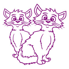 Cat Design Two Best Friends Couple Romantic Crew Team Funny Cool Cartoon Cute Cats Lovers Cartoon Comic Fun Love Sweet Kittens Adorable Feline Like Playful Kitties Fur Baby Illustration Paw Pet Owners