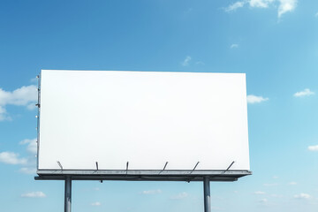 Obraz premium A large empty white billboard against a bright blue sky 