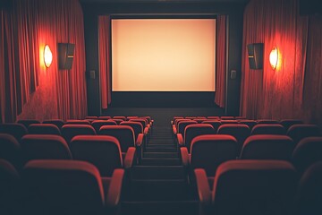 Fototapeta premium Empty Red Seats in a Dark Movie Theater.