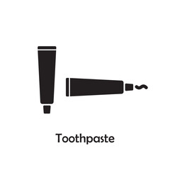 Simple toothpaste icon vector isolated on white background in silhouette style. Bathroom accessories. Icon for web design, tag, label.