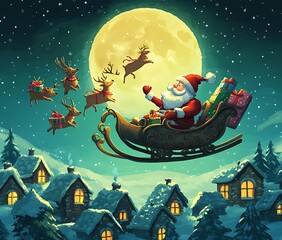 Naklejka premium Title: Santa's Magical Night