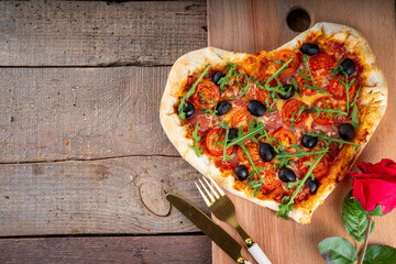 Valentines day heart shaped pizza
