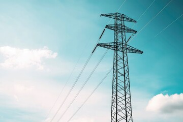 Electricity Power Lines Tower Against a Clear Sky
