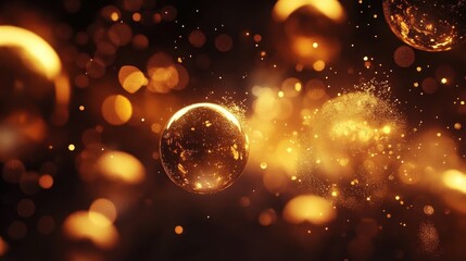 Obraz premium Sparkling Disco Ball in a Golden Haze of Light and Glitter
