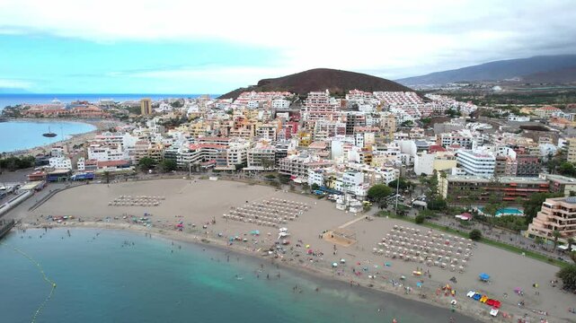 Aerial Footage of Los Cristianos Beach in Tenerife - Canary Islands, Spain. Filmed with a Drone. Different shots available in my portfolio.