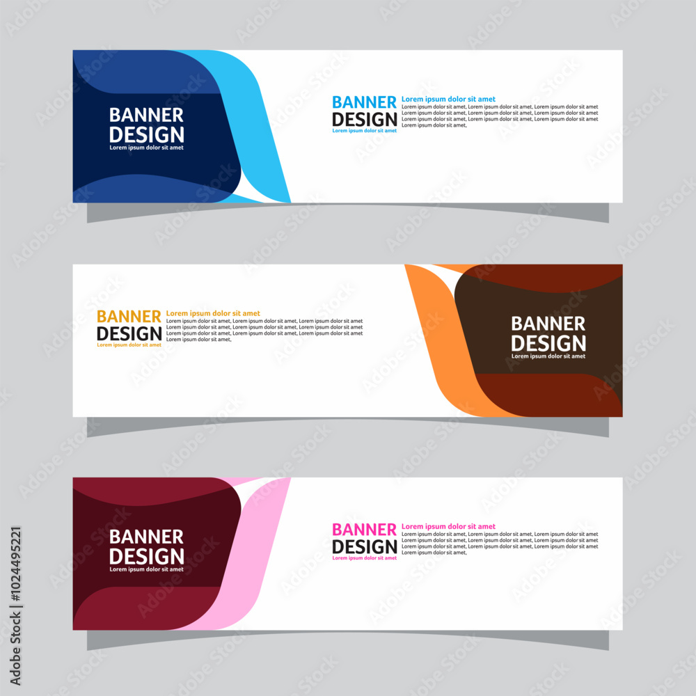 Wall mural vector set of landscape banner background design concept. colorful background business layout templa