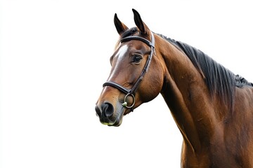 Bay sport horse isolated on white background
