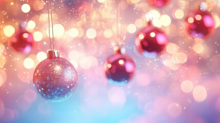 Enchanting Christmas Ornaments in Twinkling Bokeh Lights
