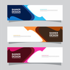 Naklejka premium Vector set of landscape banner background design concept. Colorful background business layout template