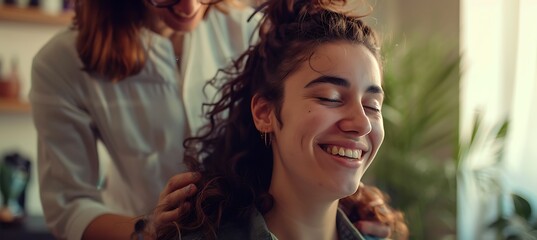 A compassionate therapist radiating warmth and positivity, creating a safe, supportive environment for clients seeking growth, healing, and mental wellness