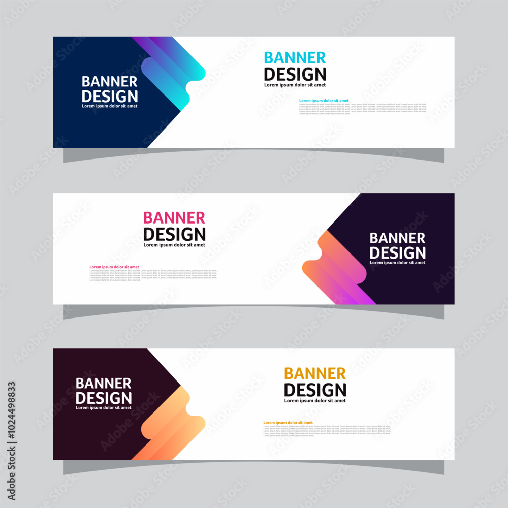 Wall mural vector set of landscape banner background design concept. colorful background business layout templa