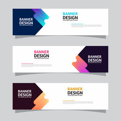 Vector set of landscape banner background design concept. Colorful background business layout template