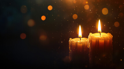 Elegant candles flickering softly in a dimly lit room, creating a warm and inviting atmosphere during the evening hours
