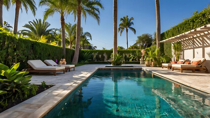 Luxury home swimming pool, generative ai	
