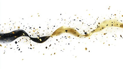 Swirling Metallic Brushstrokes of Gold and Black