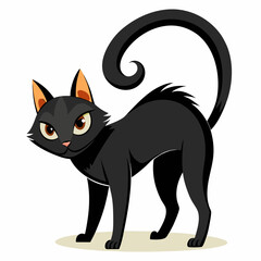 A cute black cat with orange eyes, perfect for Halloween decorations, greeting cards, or any project that needs a touch of spooky charm. The cat's playful pose adds to the whimsical feel.