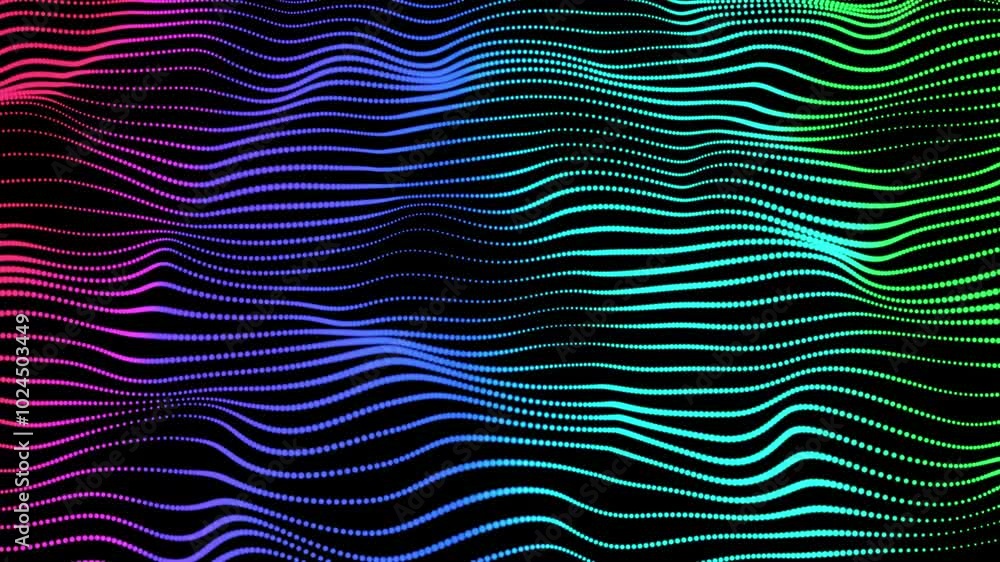 Poster abstract multicolor dot line with a dynamic wave. abstract digital particle and dot wave light abstr