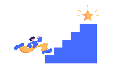 Climbing the ladder of success flat design. suitable for presentation material in the business world