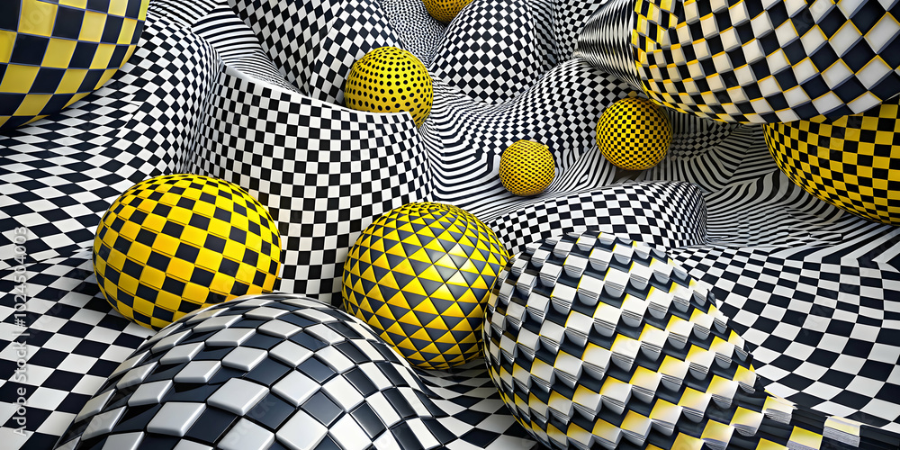 Poster abstract checkered sphere vortex