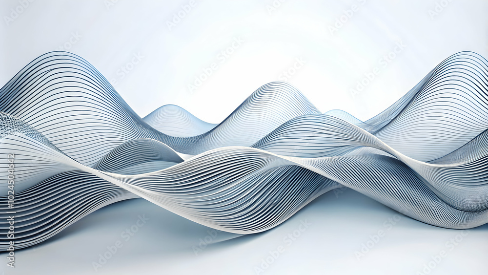 Poster abstract waves: a mesmerizing 3d rendering of flowing, interconnected lines evokes a sense of motion