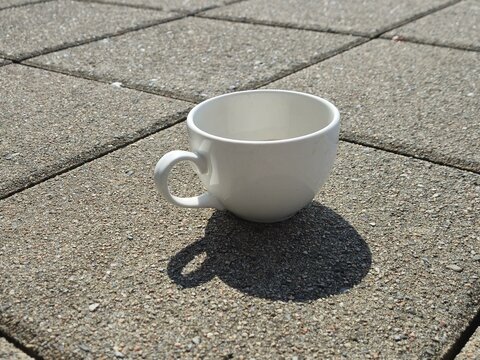 Cup of coffee close view background, breakfast with coffee