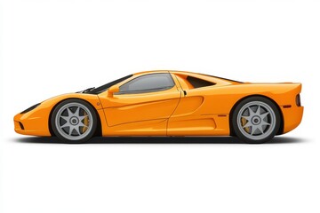 Fototapeta premium Orange supercar isolated on white, side view